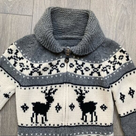 Aritzia TNA Sea To Sky Cardigan Sweater wool zip up Cowichan knit Fair isle S - Picture 5 of 16